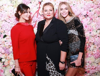 Телеведущая Марина Ким главный редактор журнала Glamour Маша Федорова и модель Ясмина Муратович.