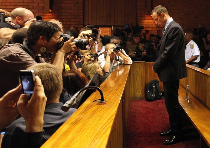 Оскар Писториус в суде на одном из первых слушаний в феврале 2014 года