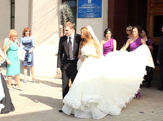 Сергей Бондарчук и Тата Мамиашвили в день свадьбы.