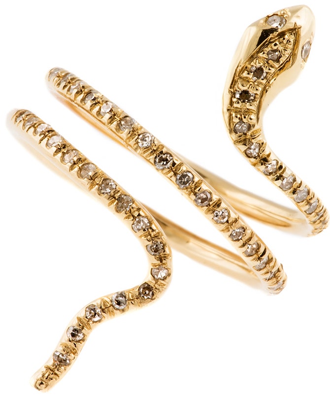 Украшения Jacquie Aiche кольца и браслеты в виде змей из золота | Tatler
