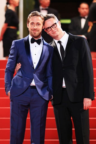 Райан Гослинг и режиссер Николас Виндинг Рефн на премьере фильма «Драйв» в Каннах.