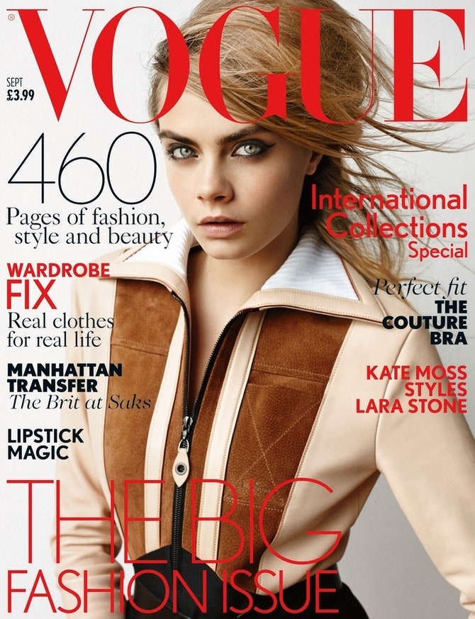 Кара Делевин на обложке британского Vogue