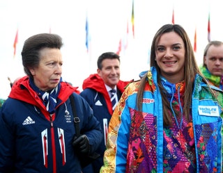 Принцесса Великобритании Анна которая возглавляет официальную делегацию своей страны на Олимпиаде в Сочи и  Елена Исинбаева.