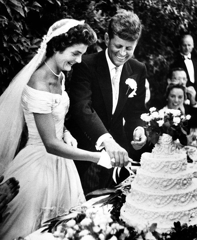 Жаклин Кеннеди и Джон Кеннеди в день свадьбы