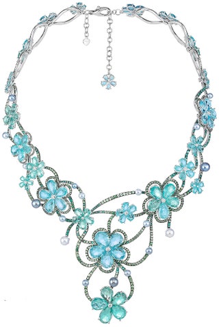 Ожерелье для Тианы из  «Принцессы и Лягушки» турмалины цавориты жемчуг.