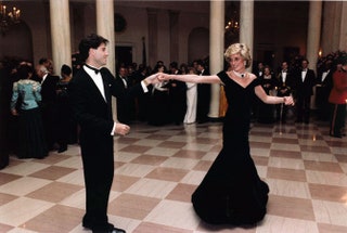 Джон Траволта и принцесса Диана в платье Victor Edelstein.