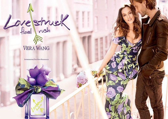 Лейтон Мистер на рекламном постере для аромата Lovestruck Floral Rush от Vera Wang