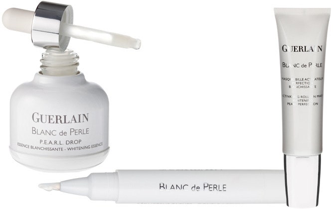 Эссенция «карандашластик» и роллмаска отбеливающей линии Blanc de Perle от Guerlain