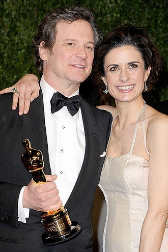 Колин Ферт с супругой и со своим «Оскаром»
