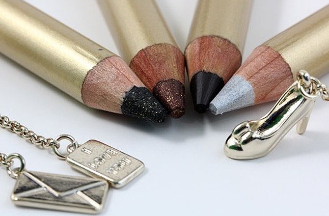 Charm Pencils для глаз  мерцающие оттенки Stromboli и Coffee матовые оттенки Black и Platinum