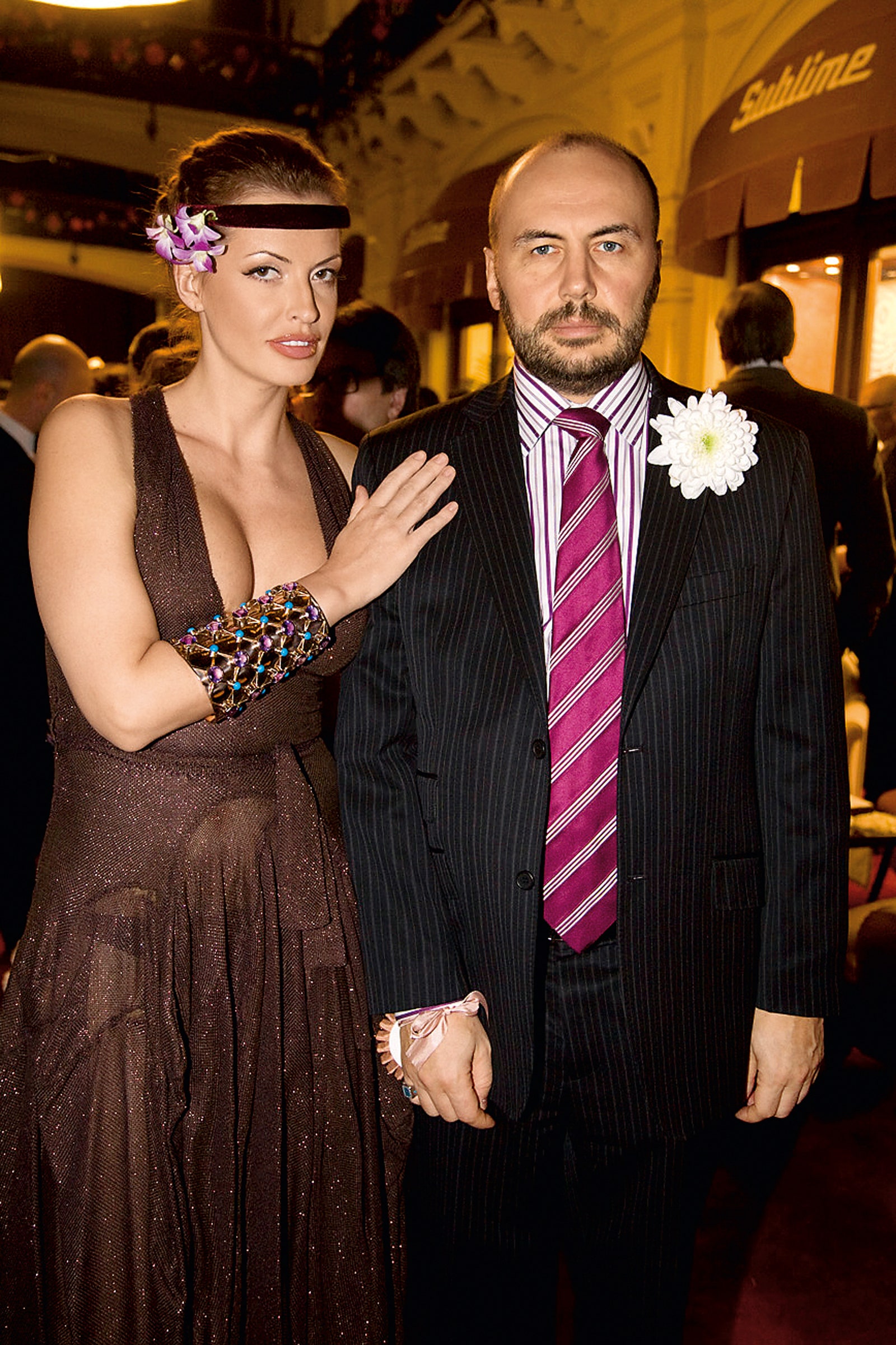 Актриса Ольга Родионова с мужем бизнесменом Сергеем на вечеринке Bosco di Ciliegi в ГУМе.