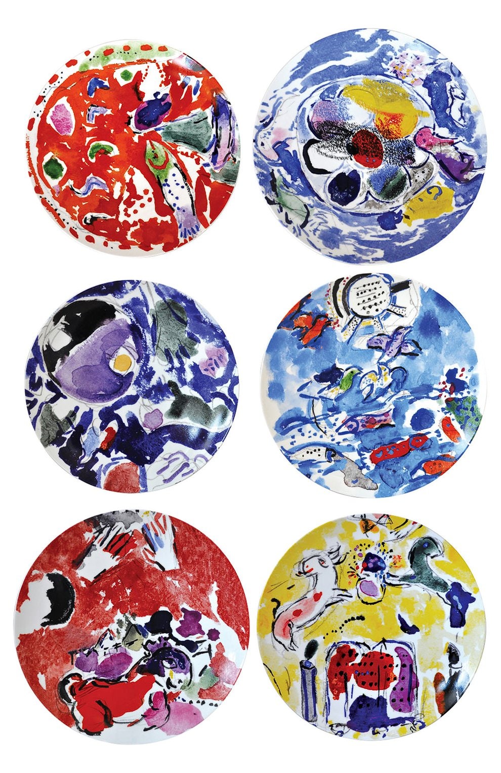 Набор из 6 тарелок Collection Marc Chagall Bernardaud
